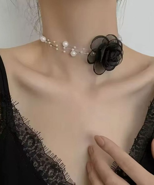 Port（ポート）の「【 Port / ポート 】 パール & フラワー チョーカー_（チョーカー・レディース・ホワイト/ブラック・FREE）」の6枚目の写真