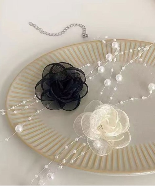 Port（ポート）の「【 Port / ポート 】 パール & フラワー チョーカー_（チョーカー・レディース・ホワイト/ブラック・FREE）」の5枚目の写真