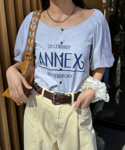 CIAOPANIC（チャオパニック）の「バルーンスリーブTシャツカーデ（Tシャツ/カットソー・レディース・ライトグレー/グリーン/ピンク/チャコールグレー・ONE SIZE）」の6枚目の写真