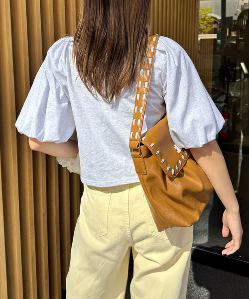CIAOPANIC（チャオパニック）の「バルーンスリーブTシャツカーデ（Tシャツ/カットソー・レディース・ライトグレー/グリーン/ピンク/チャコールグレー・ONE SIZE）」の8枚目の写真
