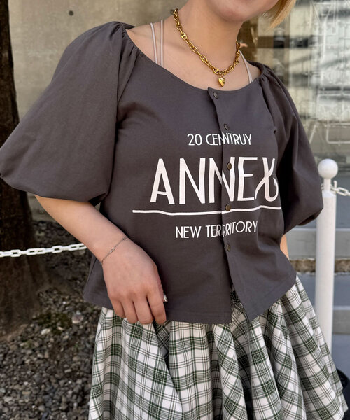 CIAOPANIC（チャオパニック）の「バルーンスリーブTシャツカーデ（Tシャツ/カットソー・レディース・ライトグレー/グリーン/ピンク/チャコールグレー・ONE SIZE）」の18枚目の写真