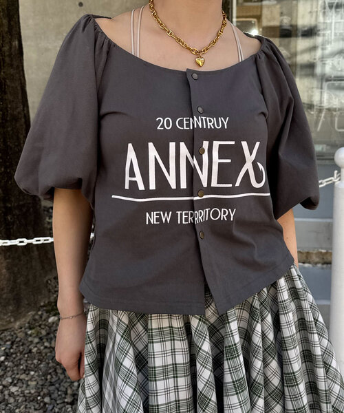 CIAOPANIC（チャオパニック）の「バルーンスリーブTシャツカーデ（Tシャツ/カットソー・レディース・ライトグレー/グリーン/ピンク/チャコールグレー・ONE SIZE）」の19枚目の写真