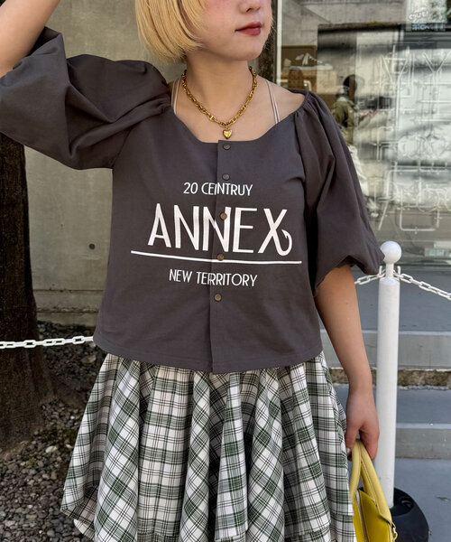 CIAOPANIC（チャオパニック）の「バルーンスリーブTシャツカーデ（Tシャツ/カットソー・レディース・ライトグレー/グリーン/ピンク/チャコールグレー・ONE SIZE）」の20枚目の写真