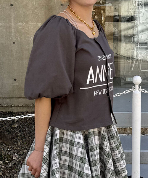 CIAOPANIC（チャオパニック）の「バルーンスリーブTシャツカーデ（Tシャツ/カットソー・レディース・ライトグレー/グリーン/ピンク/チャコールグレー・ONE SIZE）」の21枚目の写真
