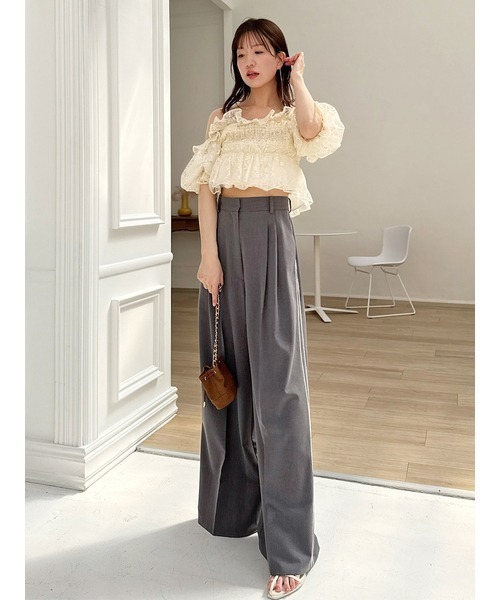 SNIDEL（スナイデル）の「ワイドラインパンツ（その他パンツ・レディース・ピンク/ベージュ/グレー・0/1）」の4枚目の写真