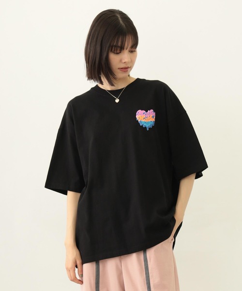 MILKFED.(ミルクフェド)の「MELTY PLUMP HEART S/S TEE(Tシャツ/カットソー・レディース・ブラック/ライトピンク/ホワイト・M/L)」の3枚目の写真