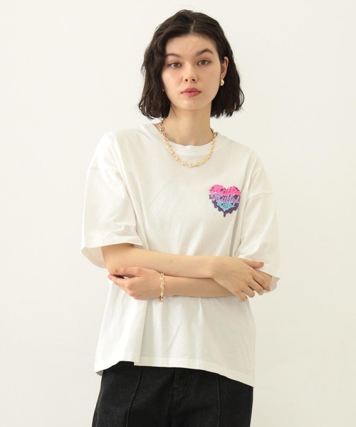 MILKFED.(ミルクフェド)の「MELTY PLUMP HEART S/S TEE(Tシャツ/カットソー・レディース・ブラック/ライトピンク/ホワイト・M/L)」の4枚目の写真
