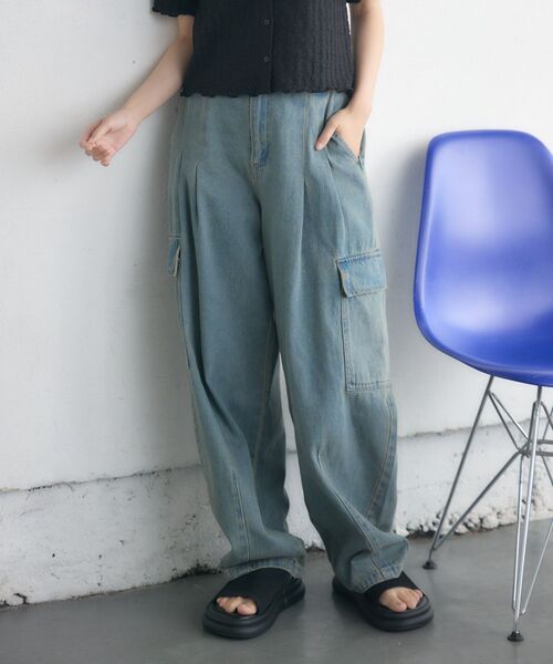 RETRO GIRL（レトロガール）の「カーゴポケデニムPT（デニムパンツ・レディース・ブルー系その他/ダークブルー/ブラック系その他/ブルー系その他5・FREE）」の4枚目の写真