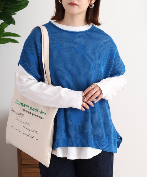 ニット セーター EMAGO バード透かし編みジャガードプルオーバー レディース EMAGO バード透かし編みジャガードプルオーバー（ニット