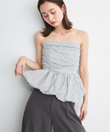 ad thie（アドティエ）の「チェック柄 バルーン ペプラムビスチェ（その他トップス）」