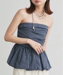 ad thie（アドティエ）の「チェック柄 バルーン ペプラムビスチェ（その他トップス）」