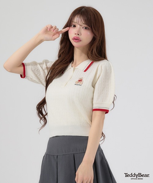 Ambre Neige(アンブルネージュ)の「bi-color polo knit / 配色ポロニット(ニット/セーター・レディース・ライトグリーン/オフホワイト/ピンク・FREE)」の15枚目の写真