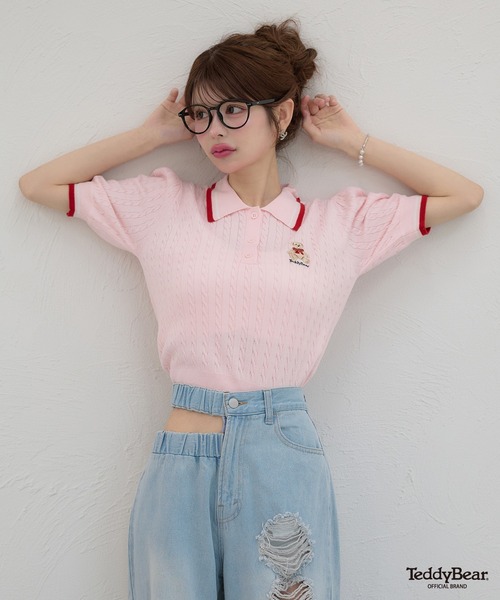 Ambre Neige(アンブルネージュ)の「bi-color polo knit / 配色ポロニット(ニット/セーター・レディース・ライトグリーン/オフホワイト/ピンク・FREE)」の9枚目の写真