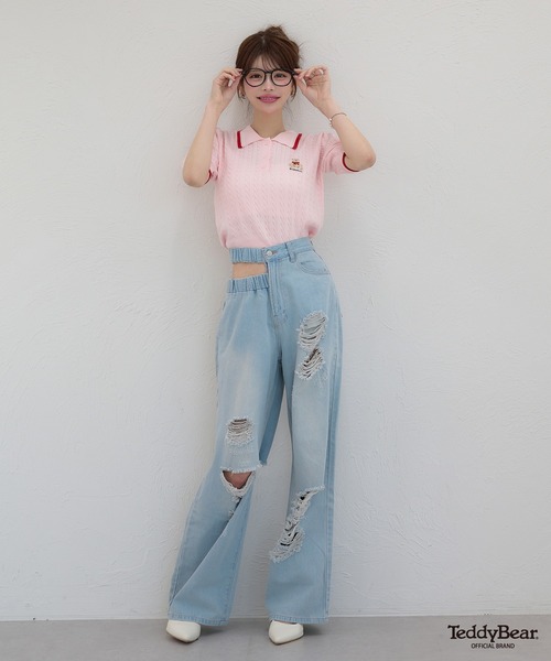 Ambre Neige(アンブルネージュ)の「bi-color polo knit / 配色ポロニット(ニット/セーター・レディース・ライトグリーン/オフホワイト/ピンク・FREE)」の10枚目の写真