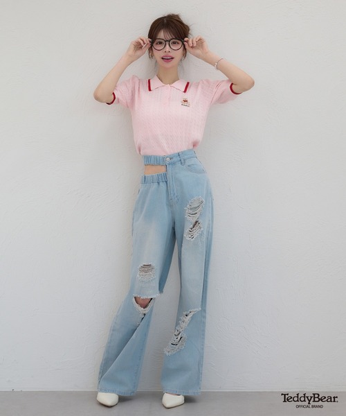 Ambre Neige(アンブルネージュ)の「bi-color polo knit / 配色ポロニット(ニット/セーター・レディース・ライトグリーン/オフホワイト/ピンク・FREE)」の11枚目の写真