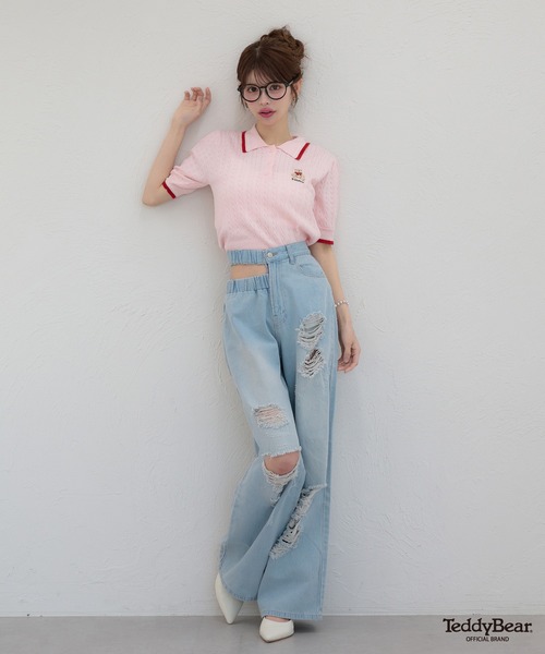 Ambre Neige(アンブルネージュ)の「bi-color polo knit / 配色ポロニット(ニット/セーター・レディース・ライトグリーン/オフホワイト/ピンク・FREE)」の12枚目の写真