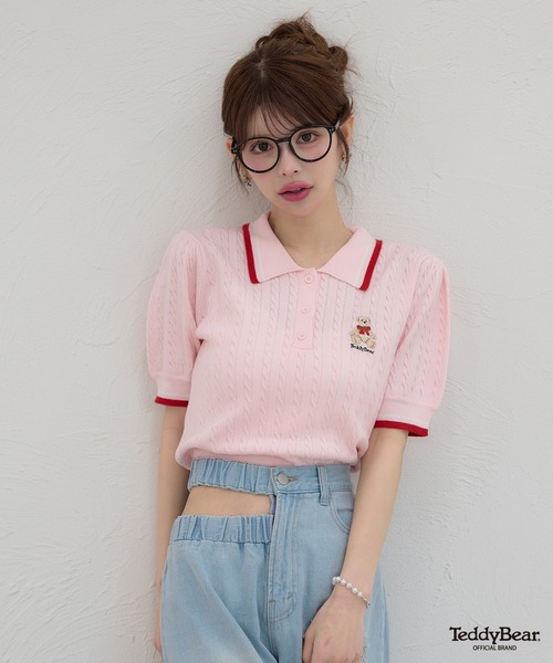 Ambre Neige(アンブルネージュ)の「bi-color polo knit / 配色ポロニット(ニット/セーター・レディース・ライトグリーン/オフホワイト/ピンク・FREE)」の6枚目の写真
