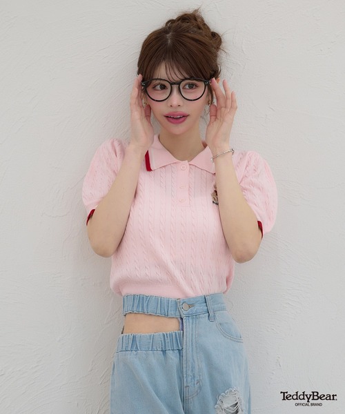 Ambre Neige(アンブルネージュ)の「bi-color polo knit / 配色ポロニット(ニット/セーター・レディース・ライトグリーン/オフホワイト/ピンク・FREE)」の7枚目の写真