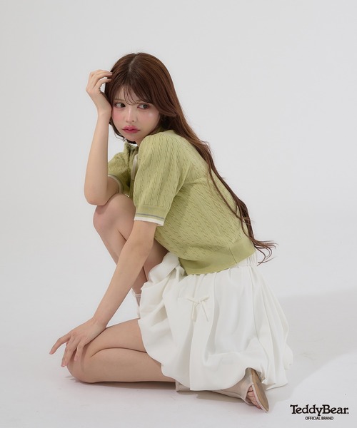 Ambre Neige(アンブルネージュ)の「bi-color polo knit / 配色ポロニット(ニット/セーター・レディース・ライトグリーン/オフホワイト/ピンク・FREE)」の19枚目の写真