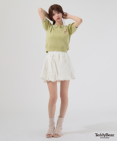 Ambre Neige(アンブルネージュ)の「bi-color polo knit / 配色ポロニット(ニット/セーター・レディース・ライトグリーン/オフホワイト/ピンク・FREE)」の4枚目の写真