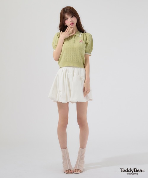 Ambre Neige(アンブルネージュ)の「bi-color polo knit / 配色ポロニット(ニット/セーター・レディース・ライトグリーン/オフホワイト/ピンク・FREE)」の5枚目の写真