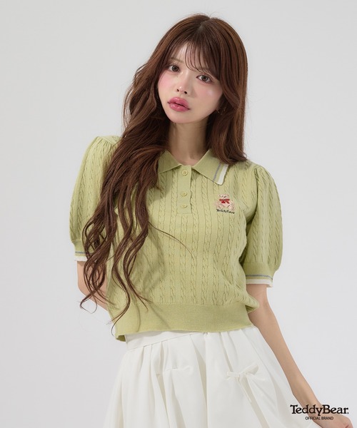 Ambre Neige(アンブルネージュ)の「bi-color polo knit / 配色ポロニット(ニット/セーター・レディース・ライトグリーン/オフホワイト/ピンク・FREE)」の20枚目の写真