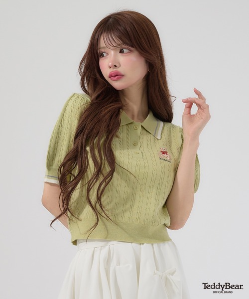 Ambre Neige(アンブルネージュ)の「bi-color polo knit / 配色ポロニット(ニット/セーター・レディース・ライトグリーン/オフホワイト/ピンク・FREE)」の21枚目の写真