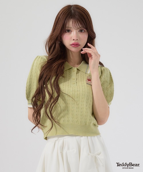 Ambre Neige(アンブルネージュ)の「bi-color polo knit / 配色ポロニット(ニット/セーター・レディース・ライトグリーン/オフホワイト/ピンク・FREE)」の22枚目の写真