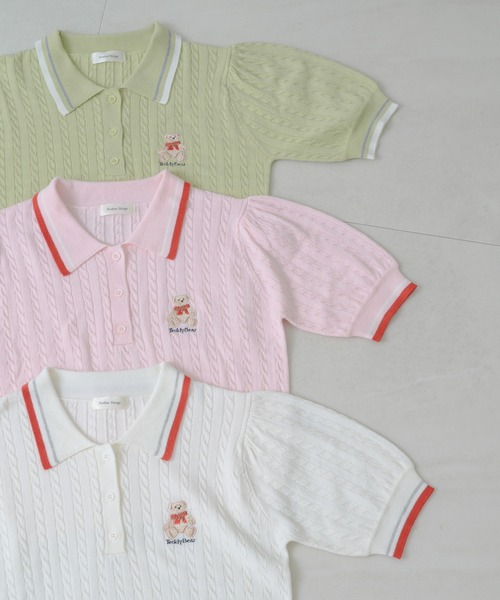 Ambre Neige(アンブルネージュ)の「bi-color polo knit / 配色ポロニット(ニット/セーター・レディース・ライトグリーン/オフホワイト/ピンク・FREE)」の14枚目の写真