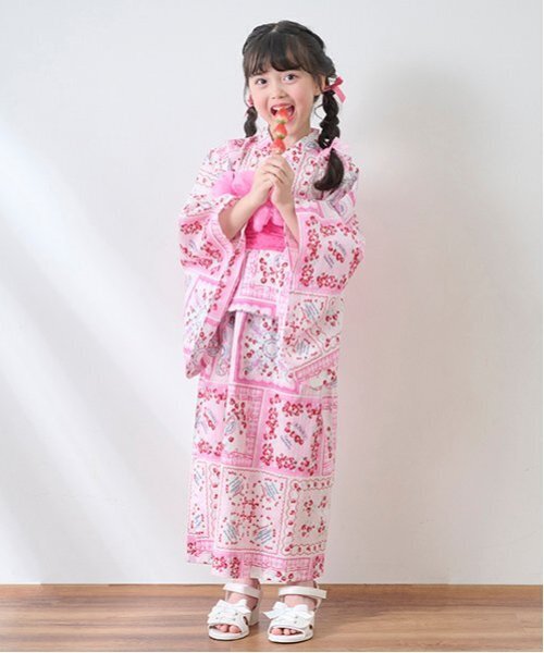 メゾピアノ　浴衣　130 　ライムグリーン　いちご　花柄 メゾピアノ 浴衣 130 ライムグリーン いちご 花柄 楽天市場