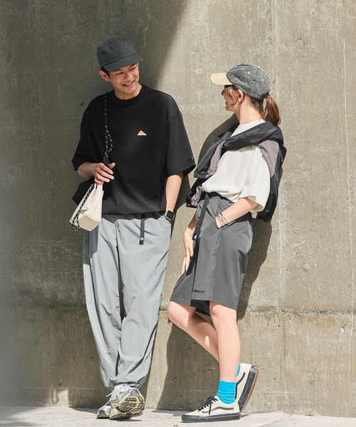 【セットアップ可】KELTY/ケルティ別注ワンポイントロゴ4WAYストレッチドローコードビッグシルエット半袖Tシャツ/UVカット