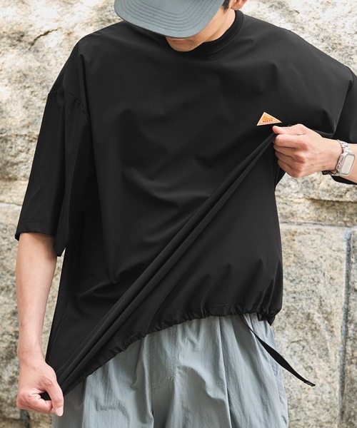 【セットアップ可】KELTY/ケルティ別注ワンポイントロゴ4WAYストレッチドローコードビッグシルエット半袖Tシャツ/UVカット