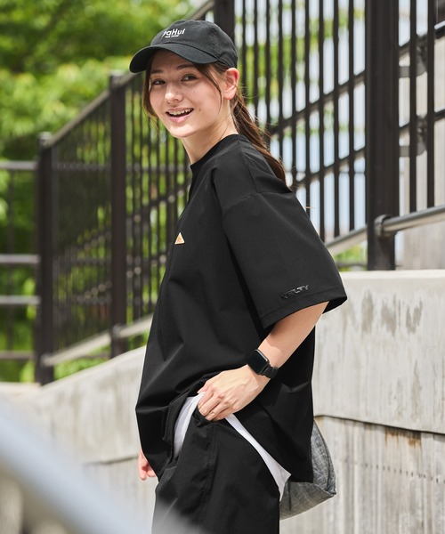 【セットアップ可】KELTY/ケルティ別注ワンポイントロゴ4WAYストレッチドローコードビッグシルエット半袖Tシャツ/UVカット