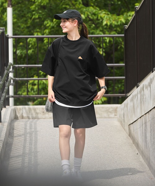 【セットアップ可】KELTY/ケルティ別注ワンポイントロゴ4WAYストレッチドローコードビッグシルエット半袖Tシャツ/UVカット