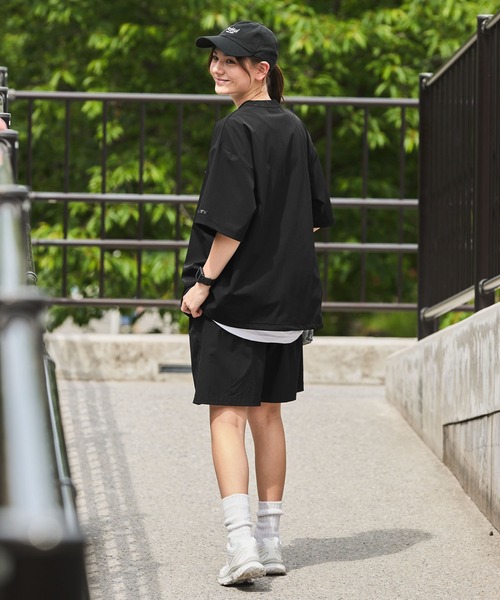 【セットアップ可】KELTY/ケルティ別注ワンポイントロゴ4WAYストレッチドローコードビッグシルエット半袖Tシャツ/UVカット