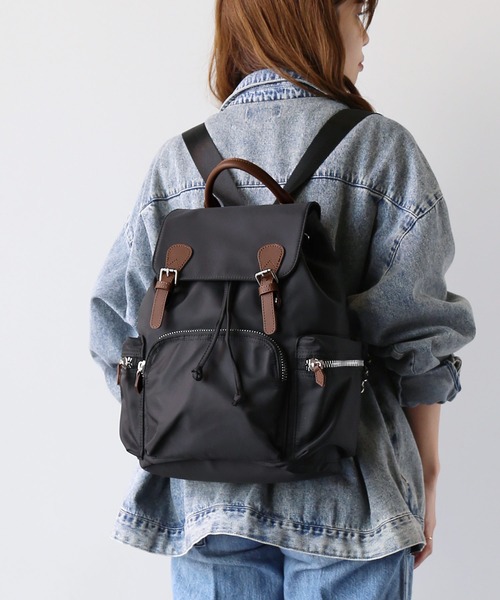 sankyo shokai(サンキョウショウカイ)の「ナイロンリュックサック(バックパック/リュック・レディース・ベージュ/グリーン/ライトグレー/ブラック・FREE)」の2枚目の写真