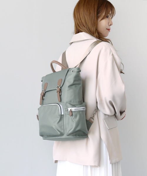 sankyo shokai(サンキョウショウカイ)の「ナイロンリュックサック(バックパック/リュック・レディース・ベージュ/グリーン/ライトグレー/ブラック・FREE)」の6枚目の写真