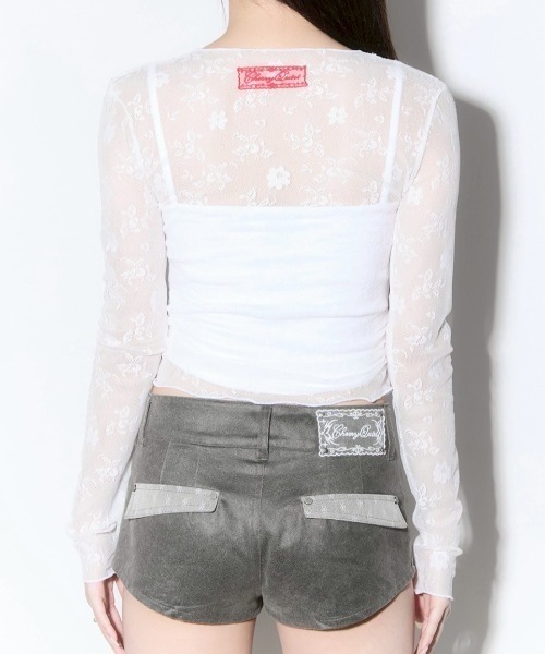 CHERRYQUIRI(チェリーキュリー)の「【CHERRYQUIRI】seethrough v neck shirring sleeve / 【チェリーキュリー】シースルーVネックシャーリング長袖トップス(その他トップス・レディース・ホワイト/ブラック・ONE SIZE)」の15枚目の写真