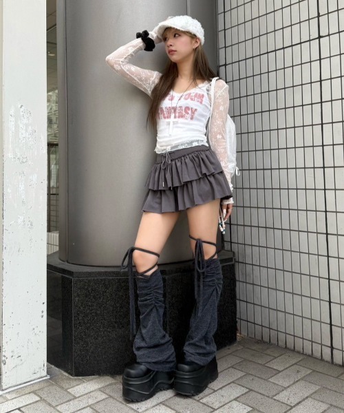 CHERRYQUIRI】seethrough v neck shirring sleeve（その他