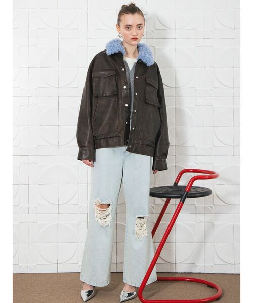 CALNAMUR(カルナムール)の「ハードダメージ2WAYデニムパンツ(デニムパンツ・レディース・ブラック/ライトブルー・SMALL/MEDIUM)」の6枚目の写真