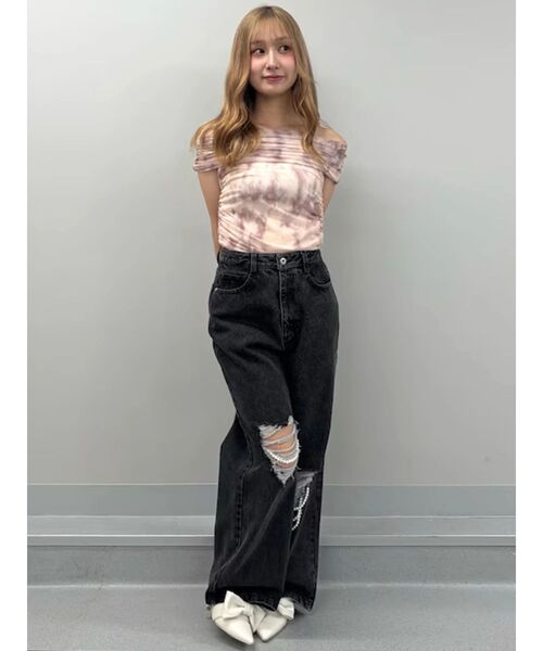 CALNAMUR(カルナムール)の「ハードダメージ2WAYデニムパンツ(デニムパンツ・レディース・ブラック/ライトブルー・SMALL/MEDIUM)」の14枚目の写真