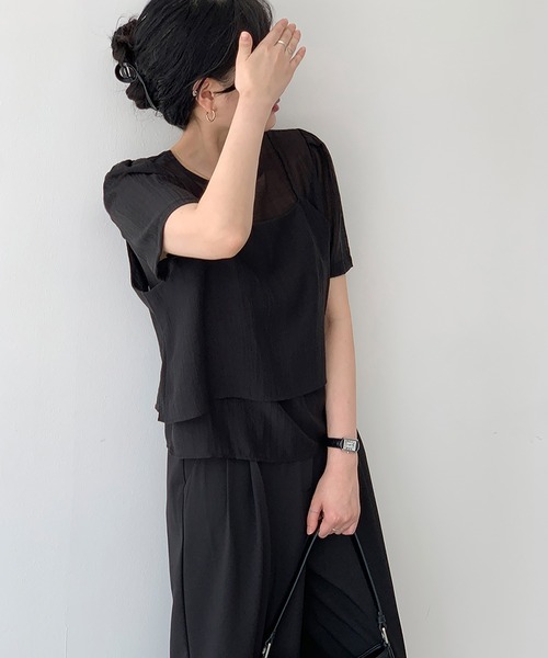 LAFFMO（ラフモ）の「ワッシャーブラウス&ビスチェ 2点セット（シャツ/ブラウス・レディース・ブルー/ブラック/アイボリー/ピンク/ホワイト・F）」の17枚目の写真