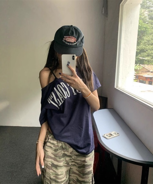 パンツ ルーズ プリント ロゴ ストリート ヒップホップ 韓国 セットアップ サイドライン Tシャツ ワイドパンツ 半袖 ロゴ