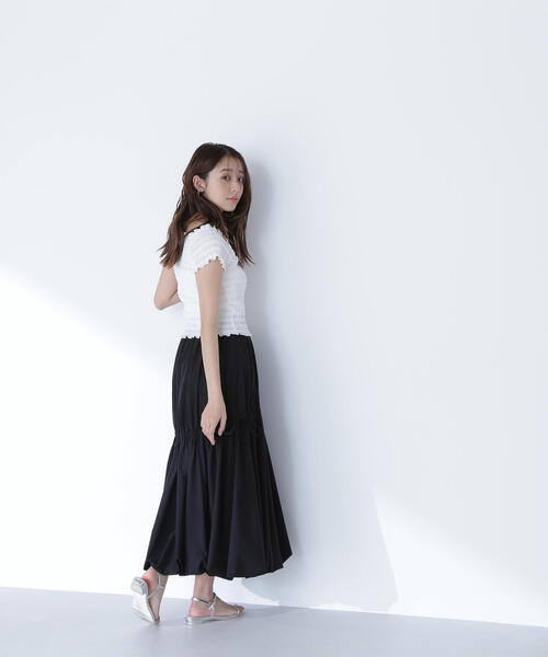 NATURAL BEAUTY BASIC(ナチュラルビューティーベーシック)の「◇【THINK BEAUTY】【麻亜里さんコラボ】タフタギャザーバルーンスカート(スカート・レディース・ベージュ/ブラック/オフホワイト・SMALL/MEDIUM/P/S)」の8枚目の写真