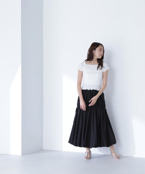 NATURAL BEAUTY BASIC(ナチュラルビューティーベーシック)の「◇【THINK BEAUTY】【麻亜里さんコラボ】タフタギャザーバルーンスカート(スカート・レディース・ベージュ/ブラック/オフホワイト・SMALL/MEDIUM/P/S)」の9枚目の写真