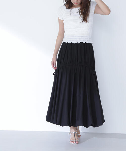 NATURAL BEAUTY BASIC(ナチュラルビューティーベーシック)の「◇【THINK BEAUTY】【麻亜里さんコラボ】タフタギャザーバルーンスカート(スカート・レディース・ベージュ/ブラック/オフホワイト・SMALL/MEDIUM/P/S)」の10枚目の写真