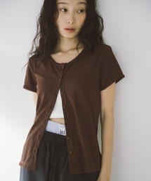 duei（デュイ）の「ピコレースパフスリーブリブトップス（Tシャツ/カットソー）」