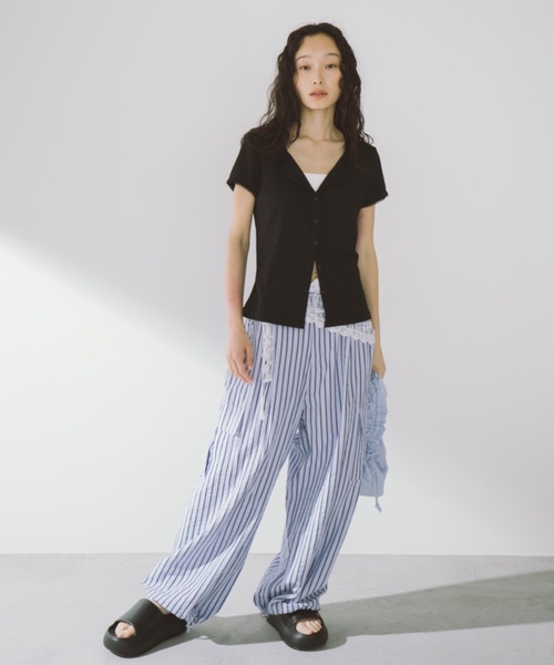 duei（デュイ）の「ピコレースパフスリーブリブトップス（Tシャツ/カットソー・レディース・ブラック/ホワイト/ブラウン・FREE）」の11枚目の写真