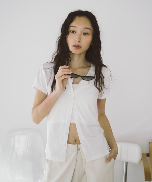 duei（デュイ）の「ピコレースパフスリーブリブトップス（Tシャツ/カットソー・レディース・ブラック/ホワイト/ブラウン・FREE）」の6枚目の写真