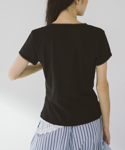 duei（デュイ）の「ピコレースパフスリーブリブトップス（Tシャツ/カットソー・レディース・ブラック/ホワイト/ブラウン・FREE）」の12枚目の写真